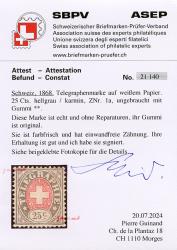 Thumb-2: T1 - 1868, Weisses Papier, Wappen karmin