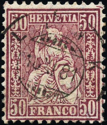 Briefmarken: 51 - 1881 Sitzende Helvetia, Faserpapier