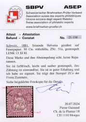 Thumb-2: 51 - 1881, Sitzende Helvetia, Faserpapier