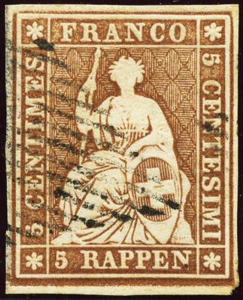 Thumb-1: 22C - 1855, Stampa di Berna, 2a ristampa, carta di Monaco