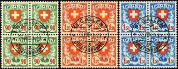 Briefmarken: 163y-165y - 1940 Wappenmuster, gekreidetes Faserpapier