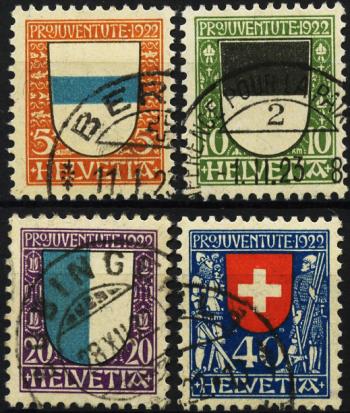 Briefmarken: J21-J24 - 1922 Kantons- und Schweizer Wappen