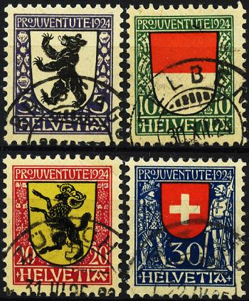 Briefmarken: J29-J32 - 1924 Kantons- und Schweizer Wappen