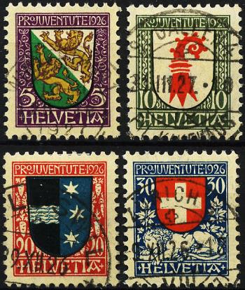 Briefmarken: J37-J40 - 1926 Kantons- und Schweizer Wappen