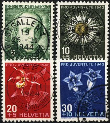 Thumb-1: J105-J108 - 1943, Bildnis Emanuel v. Fellenbergs und Alpenblumen