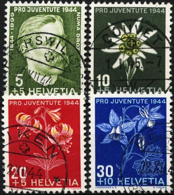 Thumb-1: J109-J112 - 1944, Bildnis Numa Droz und Alpenblumenbilder