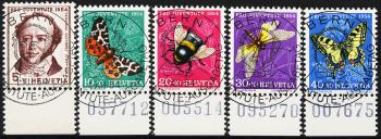 Thumb-1: J153-J157 - 1954, Pro Juventute, Bildnis J. Gotthelf und Insektenbilder