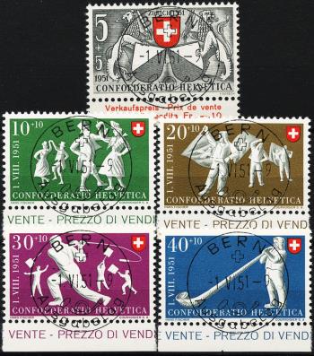 Thumb-1: B51-B55 - 1951, Zürich 600 Jahre in Eidgenossenschaft und Volksspiele, ET. französisch