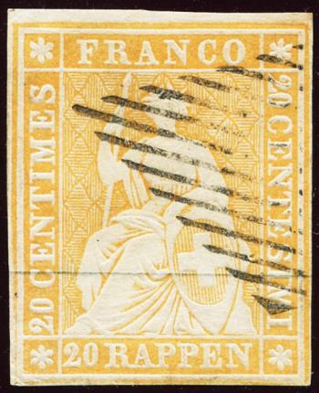 Briefmarken: 25B - 1854 Berner Druck, 1. Druckperiode, Münchner Papier