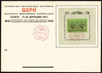 Briefmarken: W18 - 1943 Gedenkblock zur Nationalen Briefmarkenausstellung in Genf