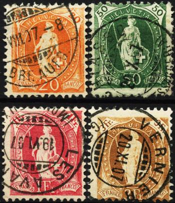 Thumb-1: 86C-92C - 1907, Helvetia in piedi, carta bianca, 14 denti, filigrana