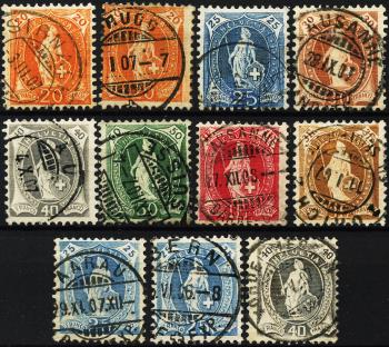 Thumb-1: 86A-89B - 1905-1906, Stehende Helvetia, weisses Papier, 13+14 Zähne, WZ