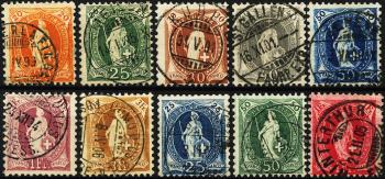 Thumb-1: 66D-75D - 1895-1900, Helvetia in piedi, carta bianca, 13 denti, segno di controllo B