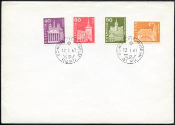 Thumb-1: 362L,364L,368L-369L - 1967, Postal history motifs and architectural monuments, fluorescent paper violet grain