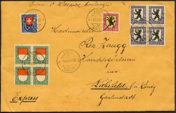 Thumb-1: J29-J32 - 1924, cantonal and Swiss coats of arms