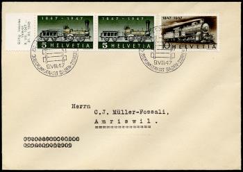 Stamps: 277.2.01 - 1947 100 Years of Swiss Railways