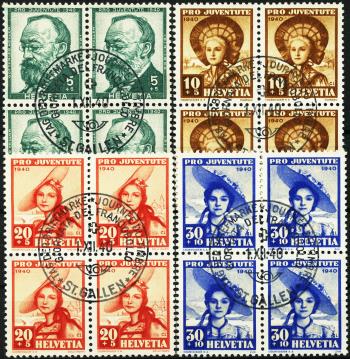 Stamps: J93-J96 - 1940 Portrait of Gottfried Keller and Swiss Women's Costumes