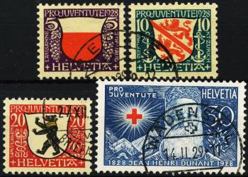 Briefmarken: J45-J48 - 1928 Städtewappen und Bildnis Henri Dunants