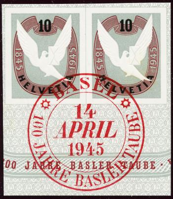 Briefmarken: W22 - 1945 Einzelwerte aus Jubiläumsblock 100 Jahre Basler Taube