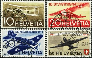 Briefmarken: F37-F40 - 1944 Sonderflugpostmarken 25 Jahre schweizerische Luftpost