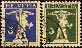 Briefmarken: 182z-183z - 1933 Geriffeltes Faserpapier