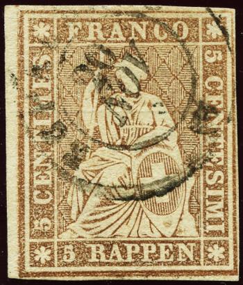 Briefmarken: 22D - 1857 Berner Druck, 3. Druckperiode, Zürcher Papier