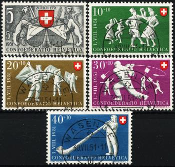 Briefmarken: B51-B55 - 1951 Zürich 600 Jahre in Eidgenossenschaft und Volksspiele