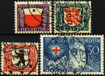 Briefmarken: J45-J48 - 1928 Städtewappen und Bildnis Henri Dunants