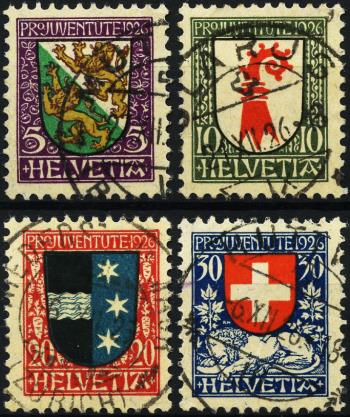 Francobolli: J37-J40 - 1926 Stemmi cantonali e svizzeri