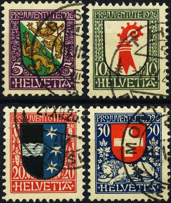 Francobolli: J37-J40 - 1926 Stemmi cantonali e svizzeri