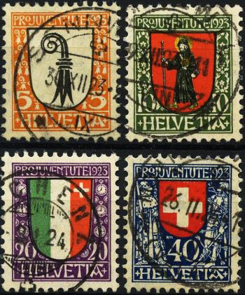Francobolli: J25-J28 - 1923 Stemmi cantonali e svizzeri