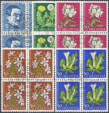 Stamps: J183-J187 - 1960 Portrait of Alexandre Calames and paintings of flowers