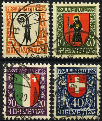 Francobolli: J25-J28 - 1923 Stemmi cantonali e svizzeri