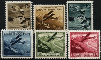 Francobolli: F1-F6 - 1930 Aerei sopra il paesaggio del Liechtenstein