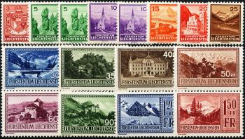 Francobolli: FL105-FL118 - 1934-1936 Stemmi e dipinti paesaggistici