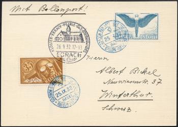 Thumb-1: SF32.10a - 25. September 1932, Balloon Post Gordon - Bennett - Race Basel