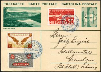 Thumb-1: SF32.10a - 25. September 1932, Ballonpost Gordon - Bennett - Wettfahrt Basel