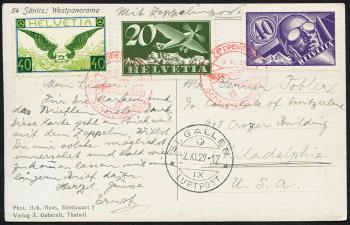 Thumb-1: SF29.10 a. - 2. November 1929, Zeppelin Post Dübendorf - Saint-Gall (frontière nationale)