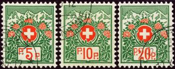 Thumb-1: PF11B-PF13B - 1927, Swiss coat of arms with alpine roses, white paper