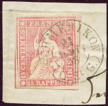 Thumb-1: 24D - 1857, Bernese printing, 3rd printing period, Zurich paper