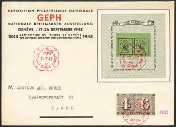 Thumb-1: W18 - 1943, Blocco commemorativo per l'Esposizione Filatelica Nazionale di Ginevra
