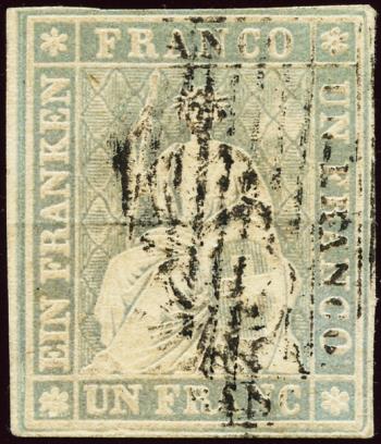 Thumb-1: 27C - 1855, Stampa bernese, 2° periodo di stampa, carta di Monaco