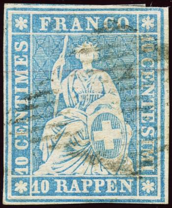 Thumb-1: 23E - 1856, Bernese printing, 3rd printing period, Zurich paper