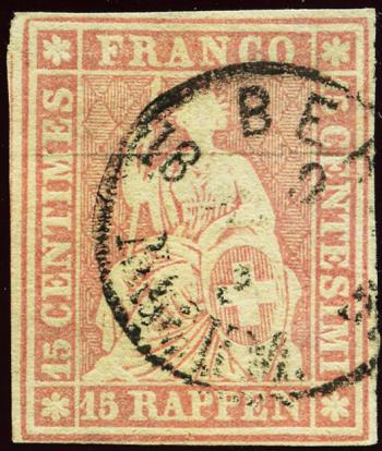 Thumb-1: 24F - 1856, Imprimerie bernoise, 1ère période d'impression, papier de Munich