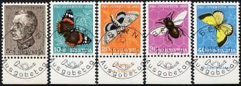 Thumb-1: J133-J137 - 1950, Pro Juventute, Bildnis T. Sprechers von Bernegg und Insektenbilder