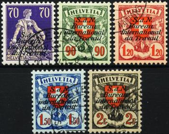 Thumb-1: BIT19z-BIT23z - 1936-1937, Helvetia avec motif d'épée et d'armoiries, papier craie côtelé