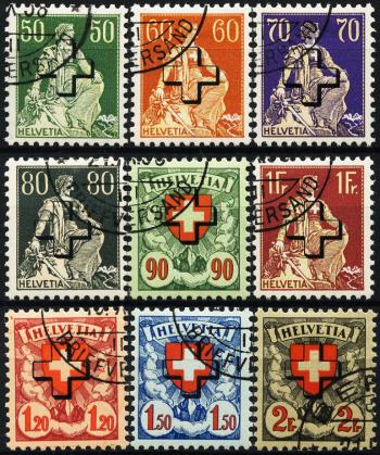 Thumb-1: BV37-BV45 - 1938, Helvetia with sword and coat of arms