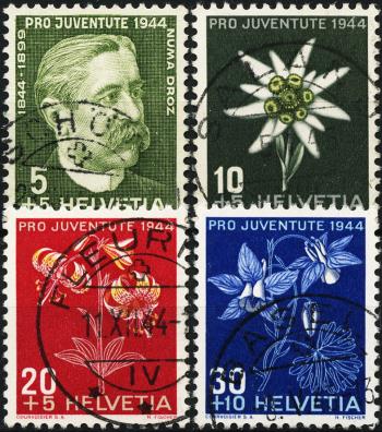 Thumb-1: J109-J112 - 1944, Portrait of Numa Droz and Alpine flower paintings