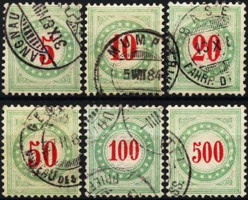 Thumb-1: NP17A-NP22A K - 1883, Cornice azzurro-verde, valore rosso carminio, Tipo II, 10a Edizione