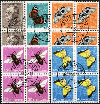 Briefmarken: J133-J137 - 1950 Bildnis T. Sprechers von Bernegg und Insektenbilder